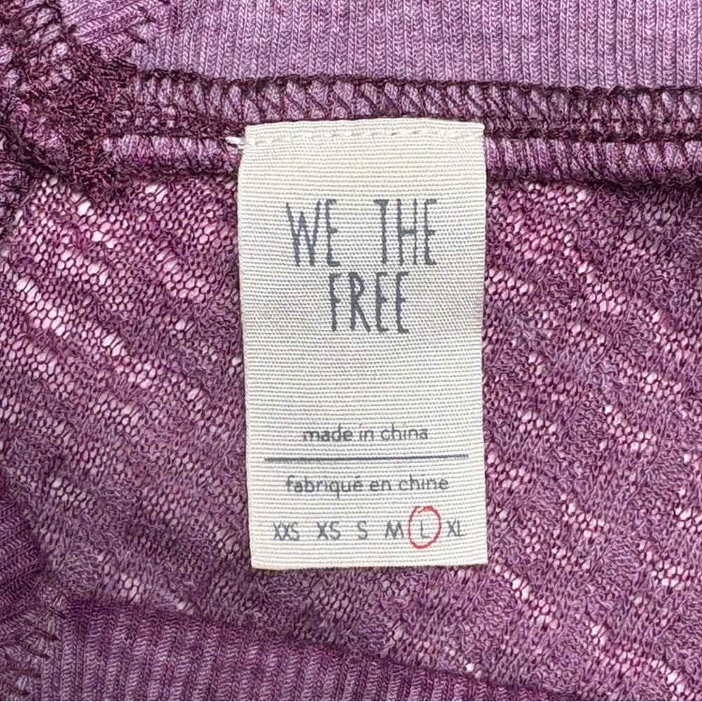 Free People We The Free South Side Thermal Top L Violet Relaxed Lightweight FLAW